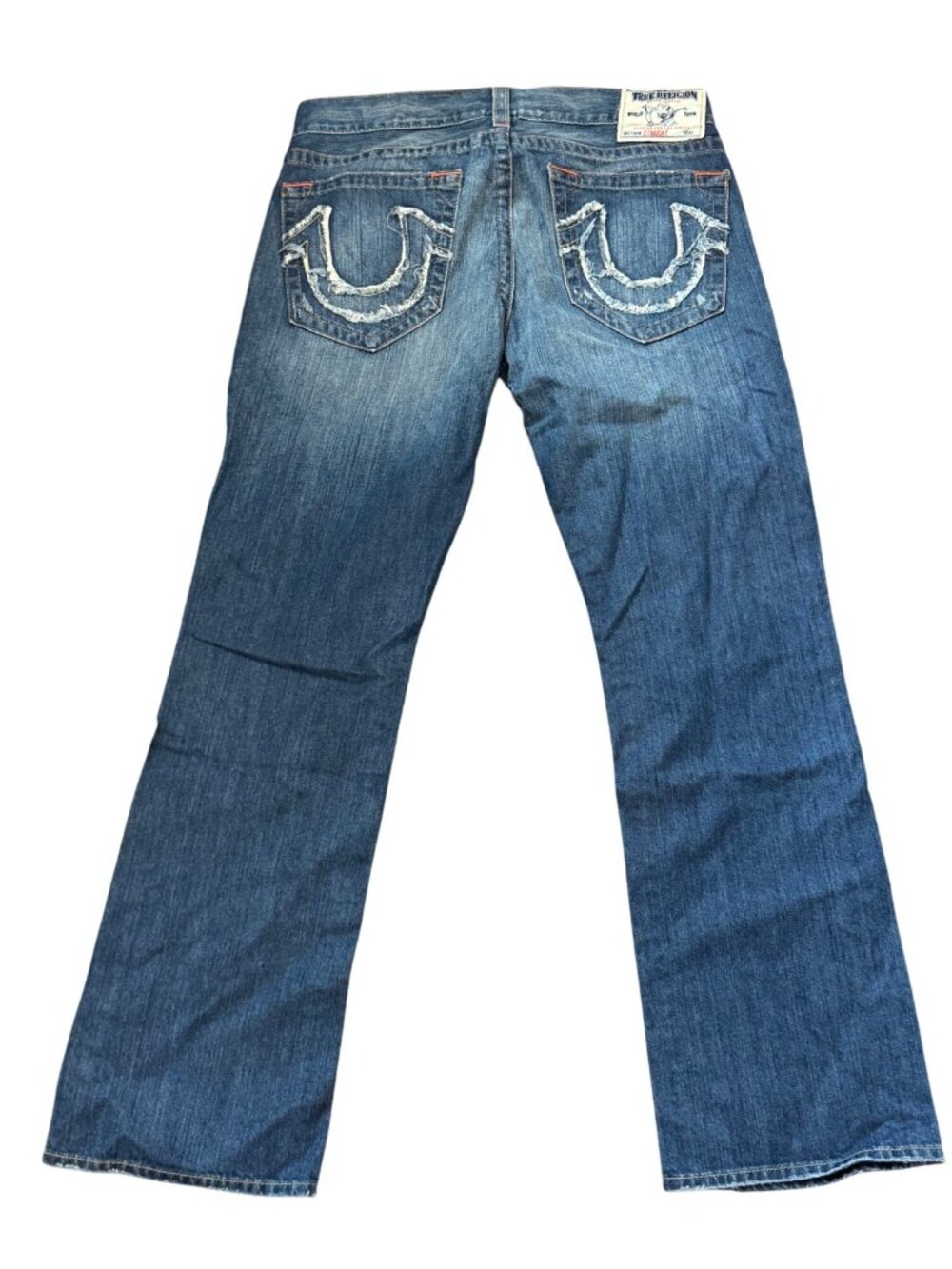 Vintage True Religion Mens Straight Leg Jeans Size 36 Made In USA 100% Cotton Bl